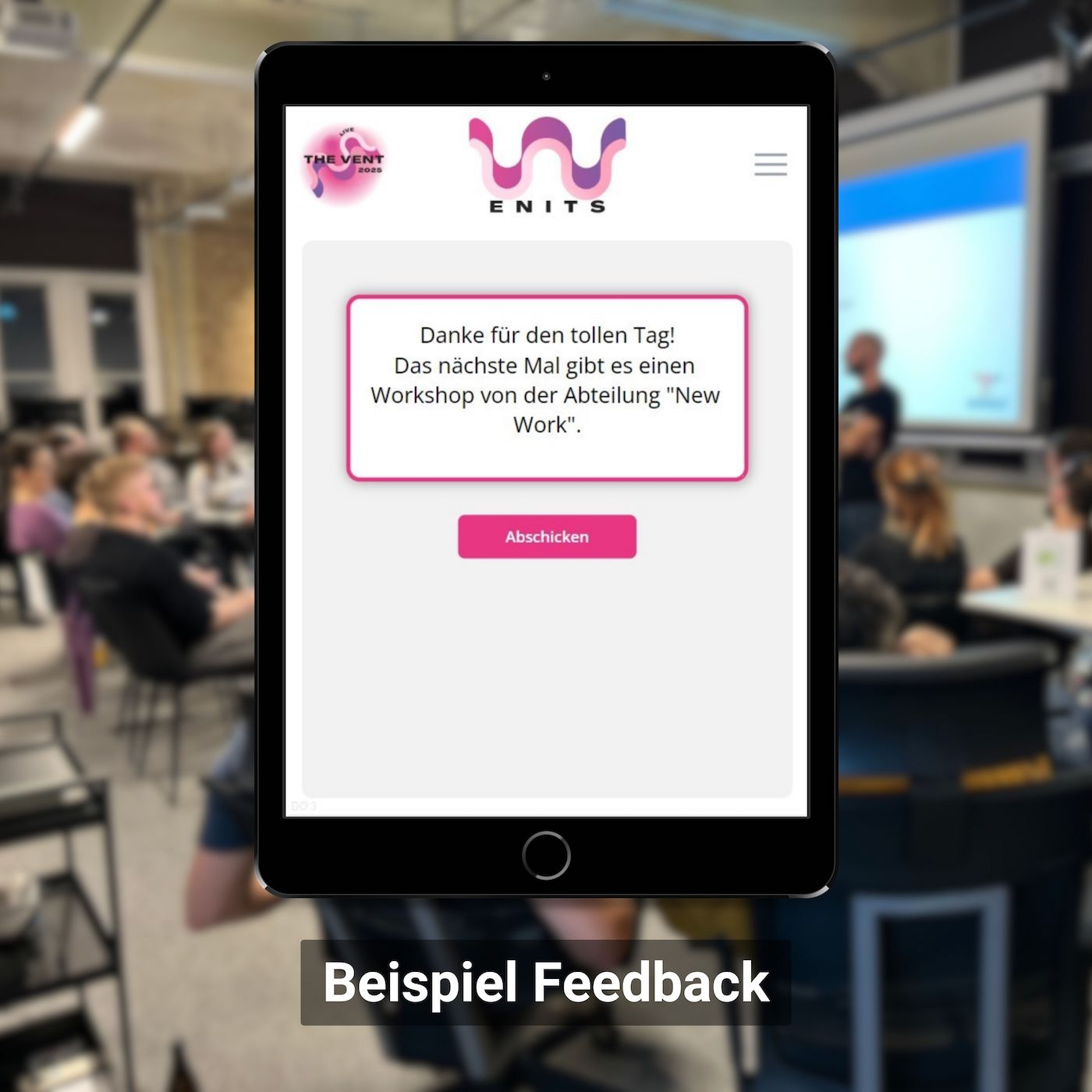 Anzeige der CONFGAMES-Feedback App auf einem Tablet