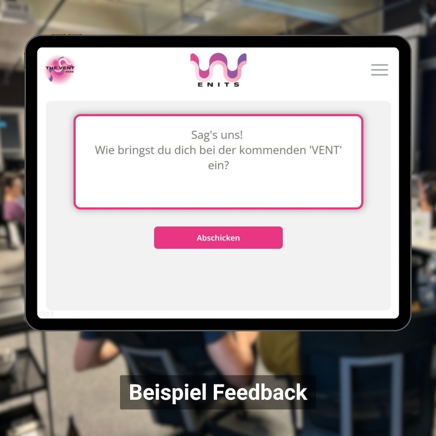 Anzeige der CONFGAMES-Feedback App auf einem Tablet