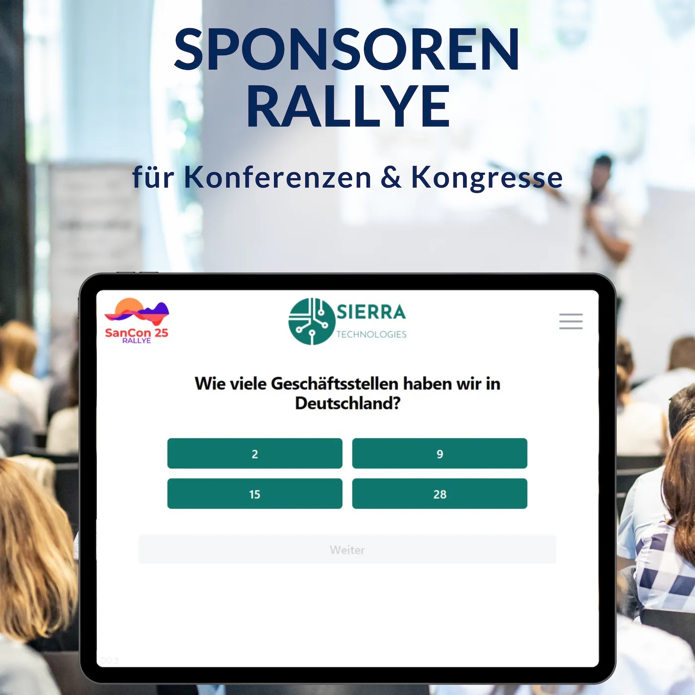 Anzeige einer Beispielaufgabe auf einem Tablet an einer Rallye-Station