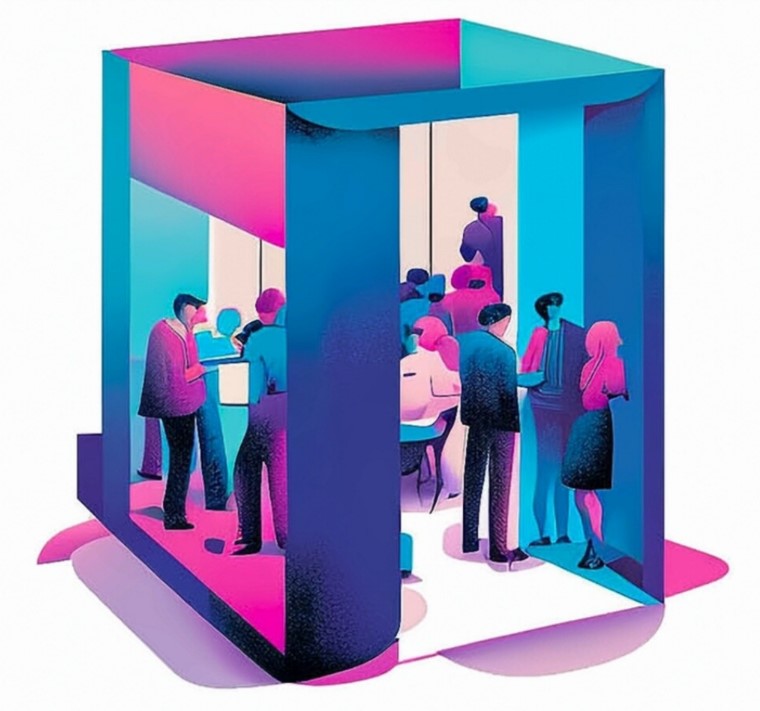 Illustration eines Meeting-Cubes.